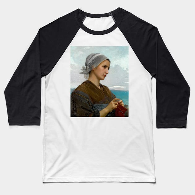 Tricoteuse Bretonne by William-Adolphe Bouguereau Baseball T-Shirt by Classic Art Stall